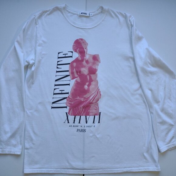 Missguided Infinite PARIS T-Shirt Louvre Museum Edgy Artsy Grunge Size Small - Picture 6 of 7